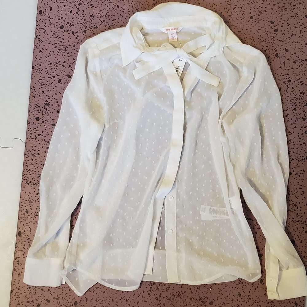 Never Worn Sheer White Joe Fresh Top with a Hint of Sparkle